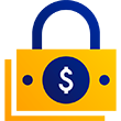 Illustration of a padlock with a dollar sign in the middle.
